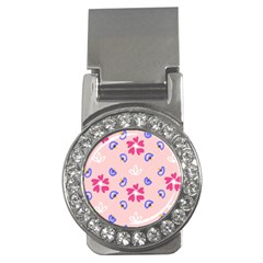 Flower Heart Print Pattern Pink Money Clips (cz)  by Cemarart