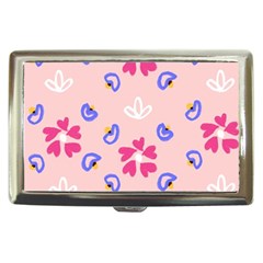 Flower Heart Print Pattern Pink Cigarette Money Case by Cemarart