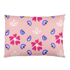 Flower Heart Print Pattern Pink Pillow Case by Cemarart