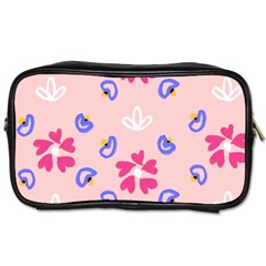 Flower Heart Print Pattern Pink Toiletries Bag (two Sides) by Cemarart