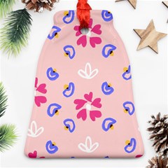 Flower Heart Print Pattern Pink Ornament (bell)