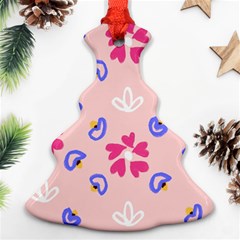 Flower Heart Print Pattern Pink Christmas Tree Ornament (two Sides) by Cemarart