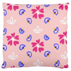 Flower Heart Print Pattern Pink Large Cushion Case (one Side) by Cemarart