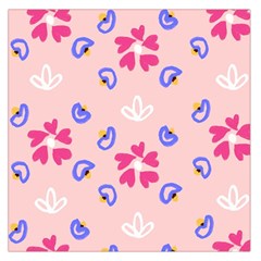 Flower Heart Print Pattern Pink Square Satin Scarf (36  X 36 ) by Cemarart