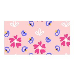 Flower Heart Print Pattern Pink Satin Wrap 35  X 70  by Cemarart