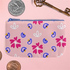 Flower Heart Print Pattern Pink Large Coin Purse by Cemarart