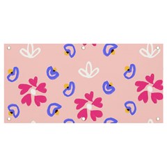 Flower Heart Print Pattern Pink Banner And Sign 4  X 2  by Cemarart