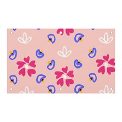 Flower Heart Print Pattern Pink Banner And Sign 5  X 3  by Cemarart