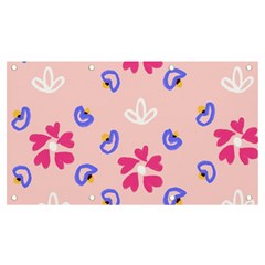 Flower Heart Print Pattern Pink Banner And Sign 7  X 4  by Cemarart