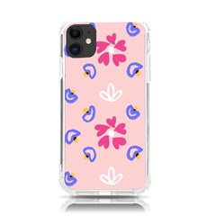 Flower Heart Print Pattern Pink Iphone 11 Tpu Uv Print Case by Cemarart