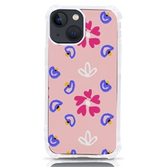 Flower Heart Print Pattern Pink Iphone 13 Mini Tpu Uv Print Case by Cemarart