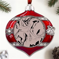 Chic Boho Decor Background Print Metal Snowflake And Bell Red Ornament by Cemarart