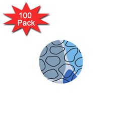 Boho Blue Deep Blue Artwork 1  Mini Buttons (100 pack) 