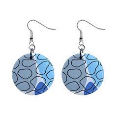 Boho Blue Deep Blue Artwork Mini Button Earrings