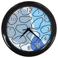 Boho Blue Deep Blue Artwork Wall Clock (Black)