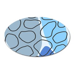 Boho Blue Deep Blue Artwork Oval Magnet by Cemarart