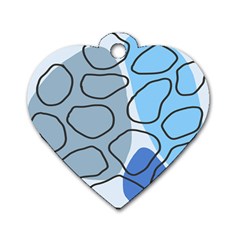 Boho Blue Deep Blue Artwork Dog Tag Heart (Two Sides)