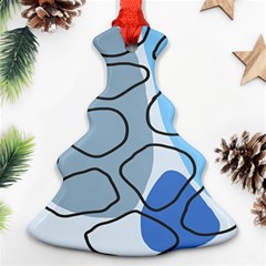 Boho Blue Deep Blue Artwork Christmas Tree Ornament (Two Sides)