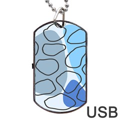 Boho Blue Deep Blue Artwork Dog Tag USB Flash (Two Sides)