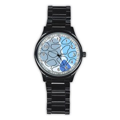 Boho Blue Deep Blue Artwork Stainless Steel Round Watch