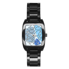 Boho Blue Deep Blue Artwork Stainless Steel Barrel Watch by Cemarart