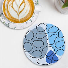 Boho Blue Deep Blue Artwork UV Print Round Tile Coaster