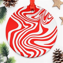 Red White Background Swirl Playful Ornament (round) by Cemarart