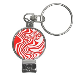 Red White Background Swirl Playful Nail Clippers Key Chain