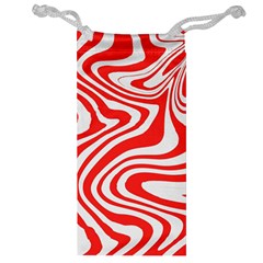 Red White Background Swirl Playful Jewelry Bag by Cemarart