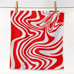 Red White Background Swirl Playful Face Towel by Cemarart