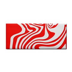 Red White Background Swirl Playful Hand Towel by Cemarart