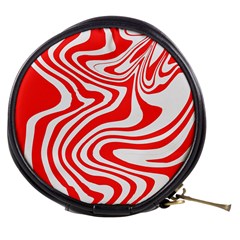 Red White Background Swirl Playful Mini Makeup Bag by Cemarart