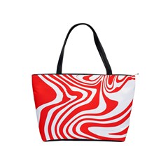 Red White Background Swirl Playful Classic Shoulder Handbag by Cemarart