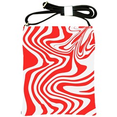 Red White Background Swirl Playful Shoulder Sling Bag by Cemarart