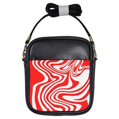 Red White Background Swirl Playful Girls Sling Bag by Cemarart