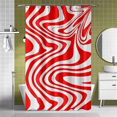 Red White Background Swirl Playful Shower Curtain 48  X 72  (small)  by Cemarart