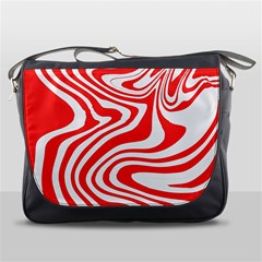 Red White Background Swirl Playful Messenger Bag by Cemarart