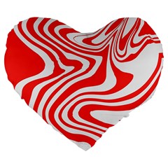 Red White Background Swirl Playful Large 19  Premium Heart Shape Cushions by Cemarart