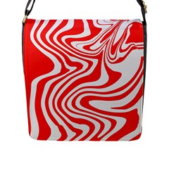 Red White Background Swirl Playful Flap Closure Messenger Bag (l) by Cemarart