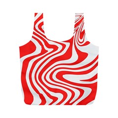 Red White Background Swirl Playful Full Print Recycle Bag (m) by Cemarart