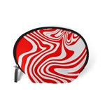 Red White Background Swirl Playful Accessory Pouch (Small) Back