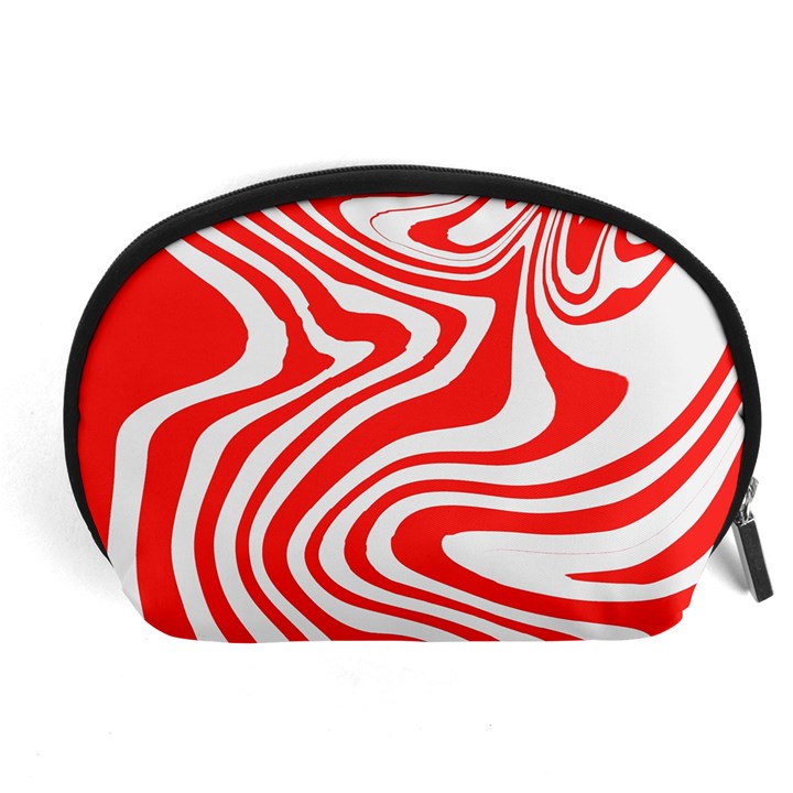 Red White Background Swirl Playful Accessory Pouch (Large)