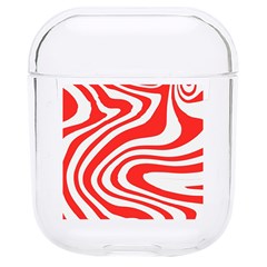 Red White Background Swirl Playful Hard Pc Airpods 1/2 Case by Cemarart