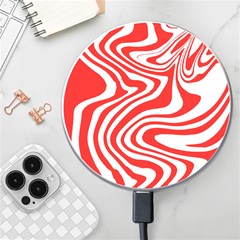 Red White Background Swirl Playful Wireless Fast Charger(white) by Cemarart