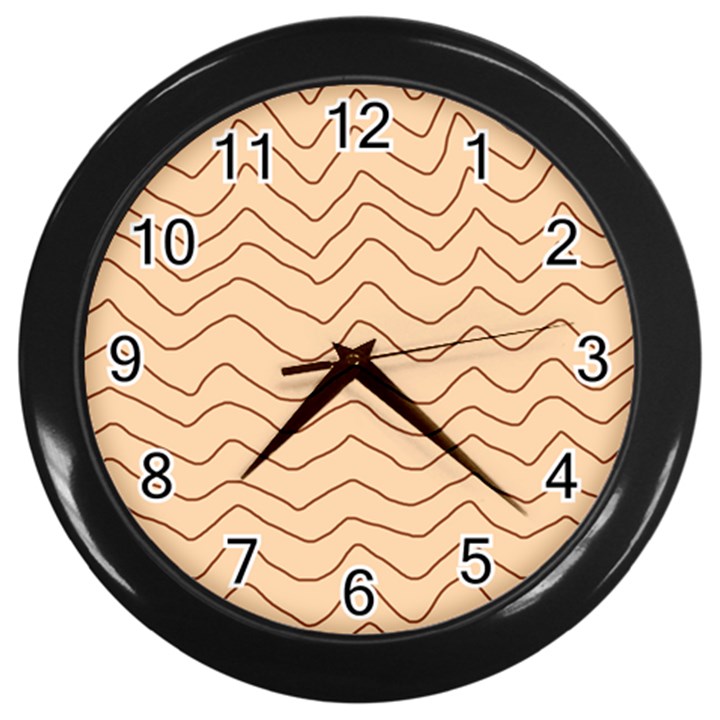 Background Wavy Zig Zag Lines Wall Clock (Black)