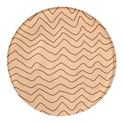 Background Wavy Zig Zag Lines Round Glass Fridge Magnet (4 pack)