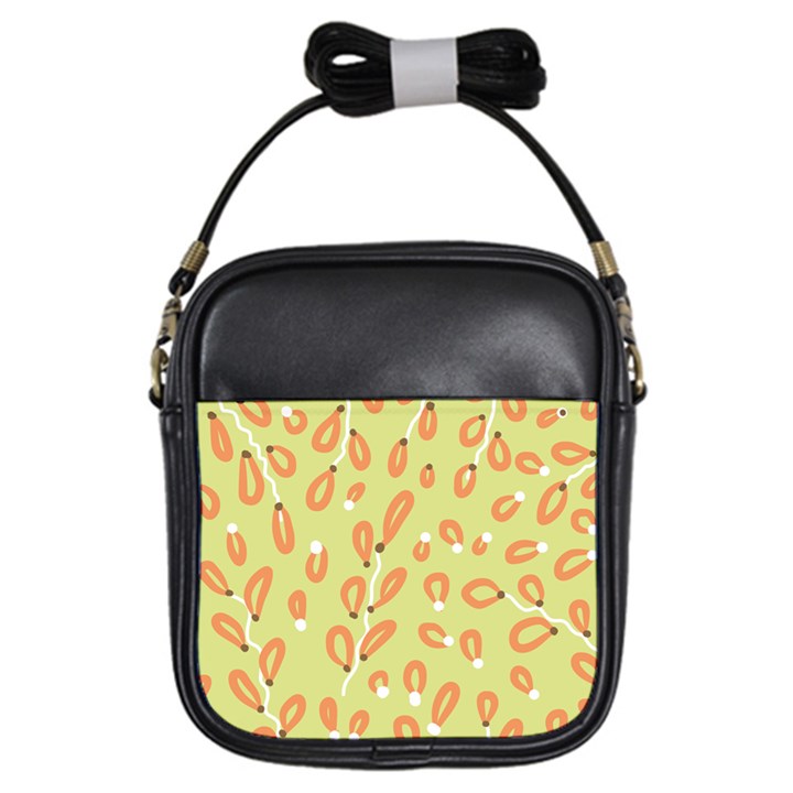 Pattern Leaves Print Background Girls Sling Bag