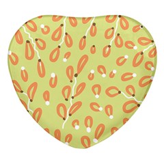 Pattern Leaves Print Background Heart Glass Fridge Magnet (4 Pack) by Cemarart