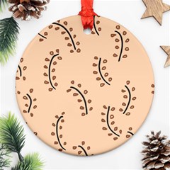 Leaves Plants Dots Pattern Ornament (round) by Cemarart