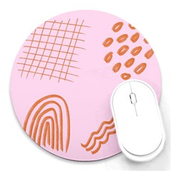 Elements Scribbles Wiggly Lines Retro Vintage Round Mousepad by Cemarart